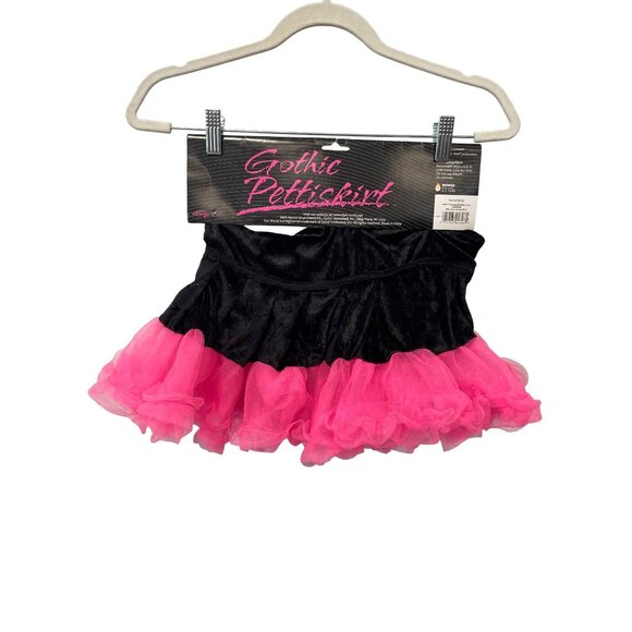 Fun World Gothic Pettiskirt Adult One Size Black Pink Tulle Cosplay Costume NEW - Picture 2 of 6